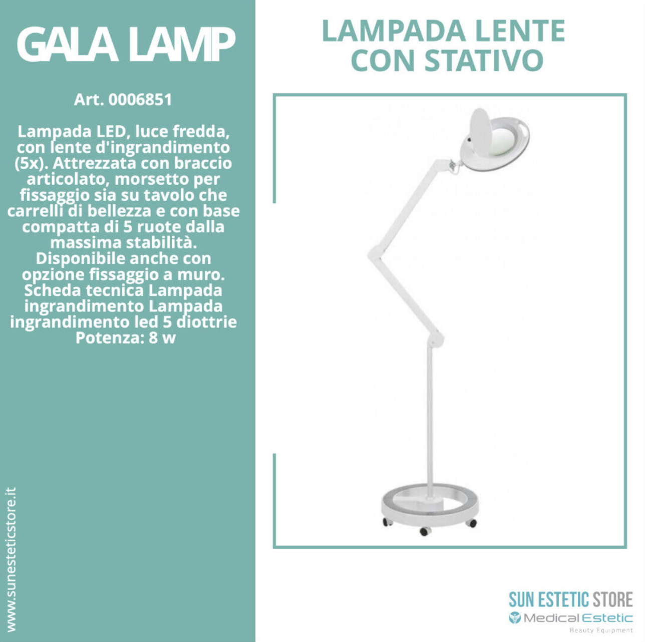 Lampada con lente di ingrandimento a LED Circus Led 3,5 o 5 diottrie con  fissaggio a parete - B Life - Il Catalogo Medicale