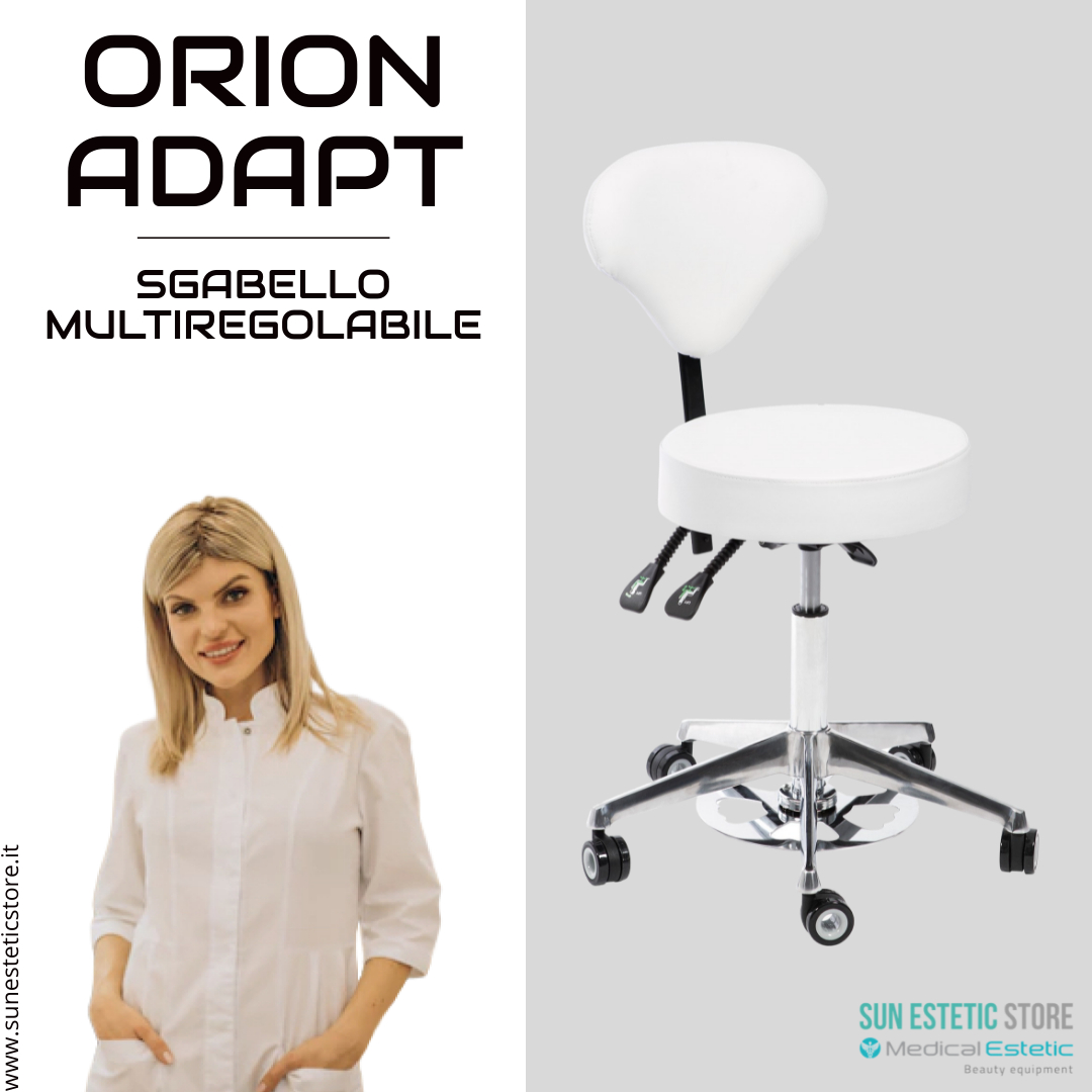 Orion Adapt sgabello multiregolabile con schienale colore bianco o nero  estetica - Sunestetic store