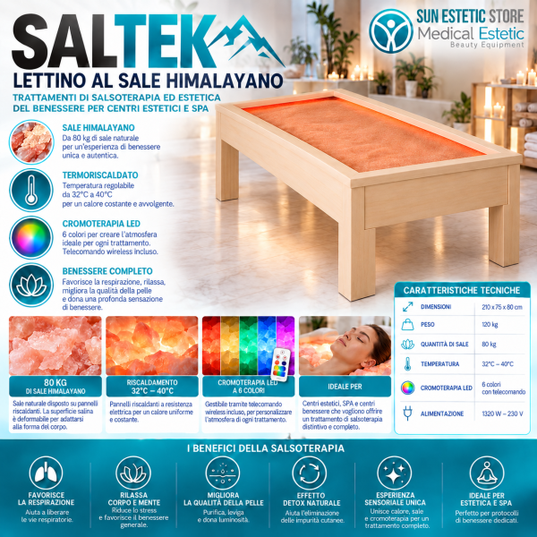Infografica Lettino al Sale Himalayano Saltek