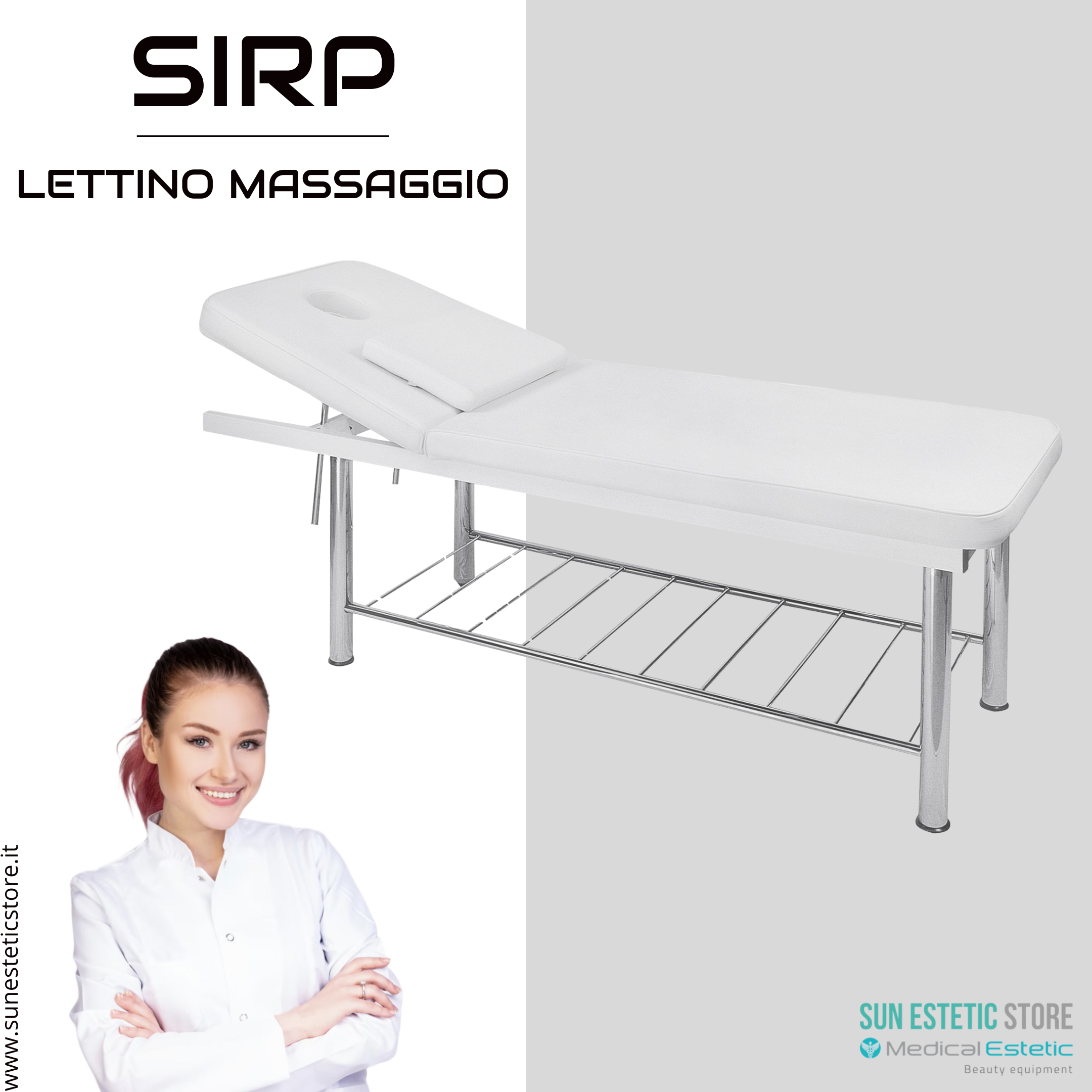 Sirp Lettino massaggio 2 sezioni 1 snodo estetista benessere fisioterapia