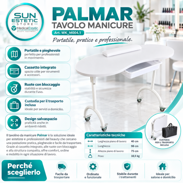 Volantino Professionale del Tavolo Manicure Palmar