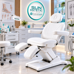 Sala podologica moderna con logo SUN ESTETIC STORE