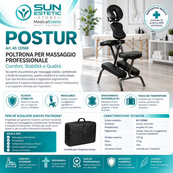 Poltrona per massaggio professionale Teal