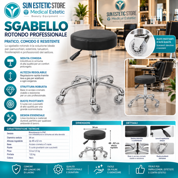 Sgabello professionale per saloni