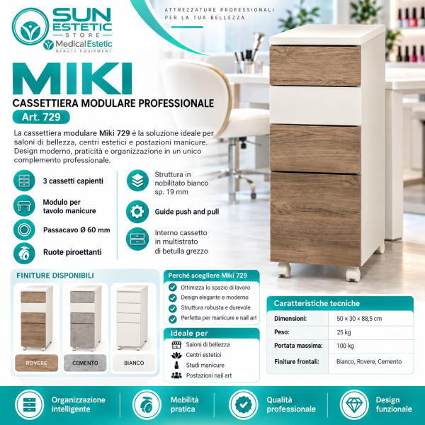 Cassettiera Miki 729 per saloni professionali