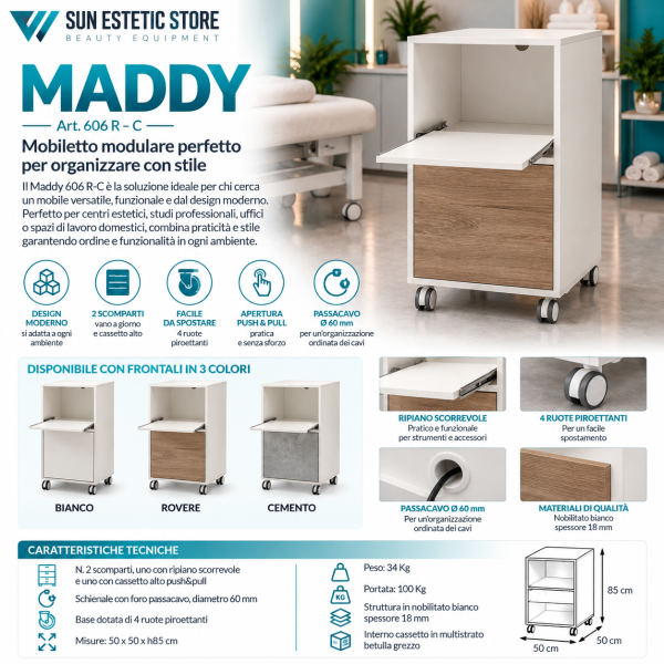 Infografica mobiletto estetico Maddy 606 R C