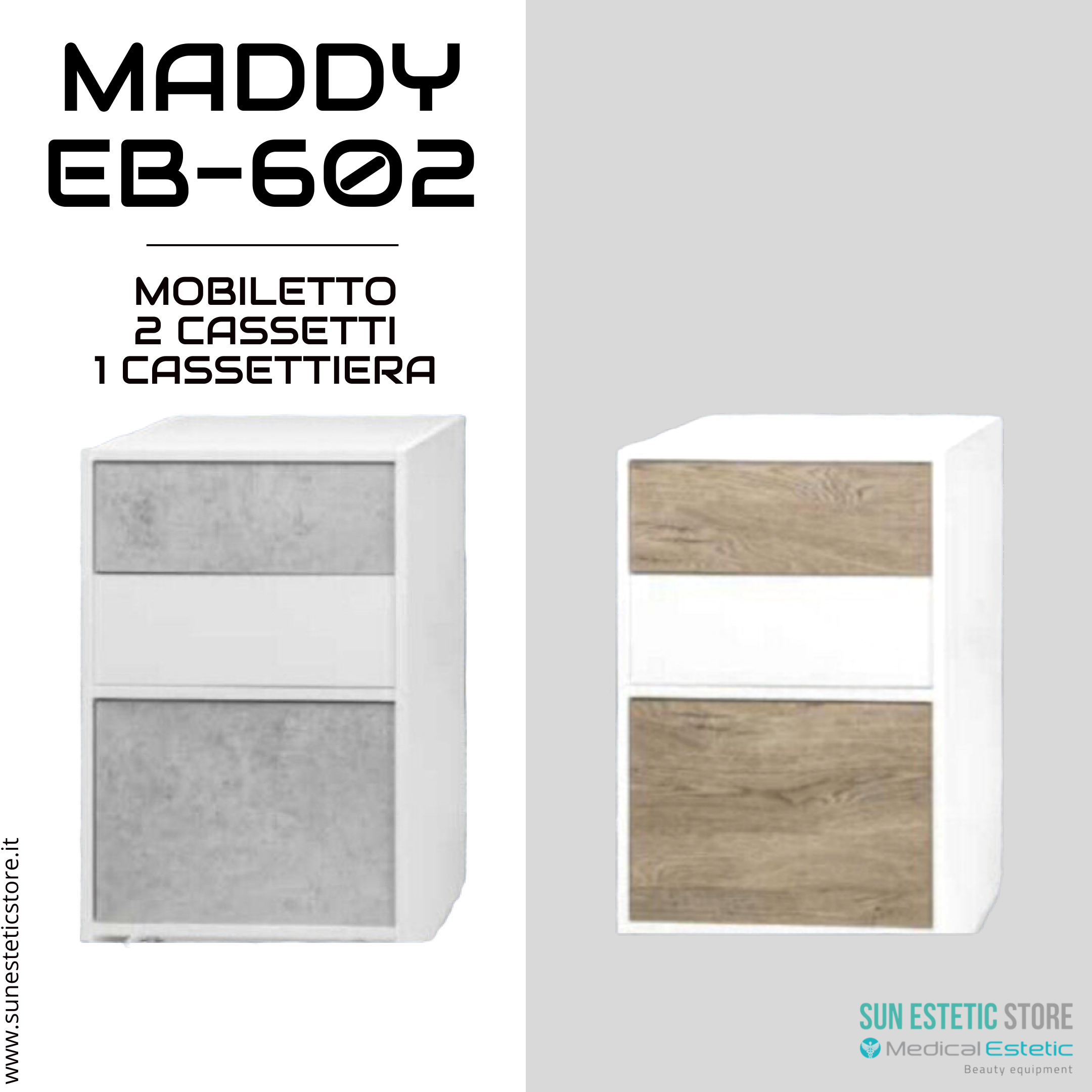 Maddy 602 R-C mobiletto modulare con cassettiera + 2 cassetti per  apparecchiature estetica - Sunestetic store