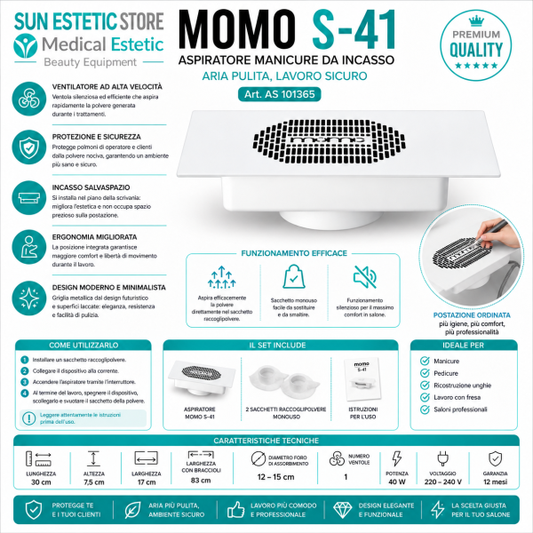 Infografica aspiratore manicure MOMO S 41