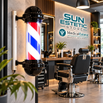 Interno moderno Sun Estetic con barber pole