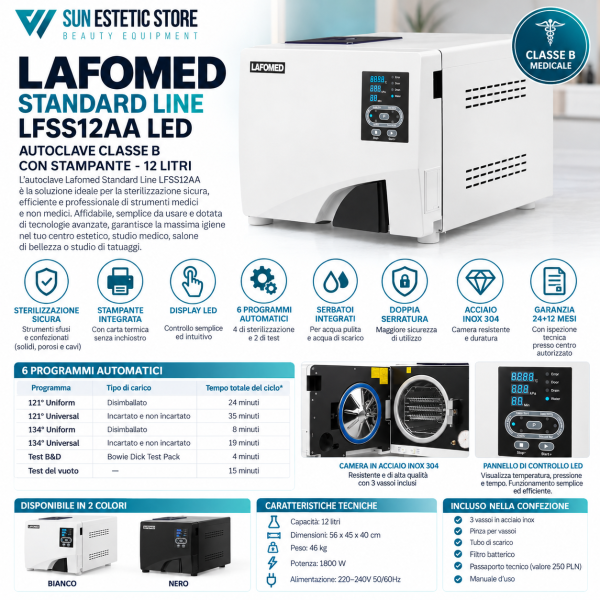Infografica autoclave Lafomed classe B