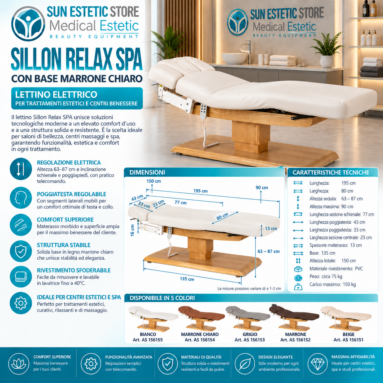 Lettino Relax Spa in Legno Chiaro